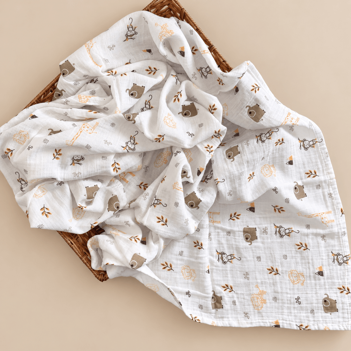 Muslin Cotton Baby Swaddles in 2 layered( 110*110 cms)