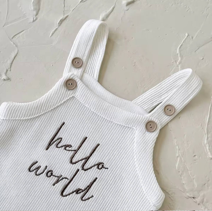 Hello World Newborn Knitted Romper | Cotton Baby Outfit