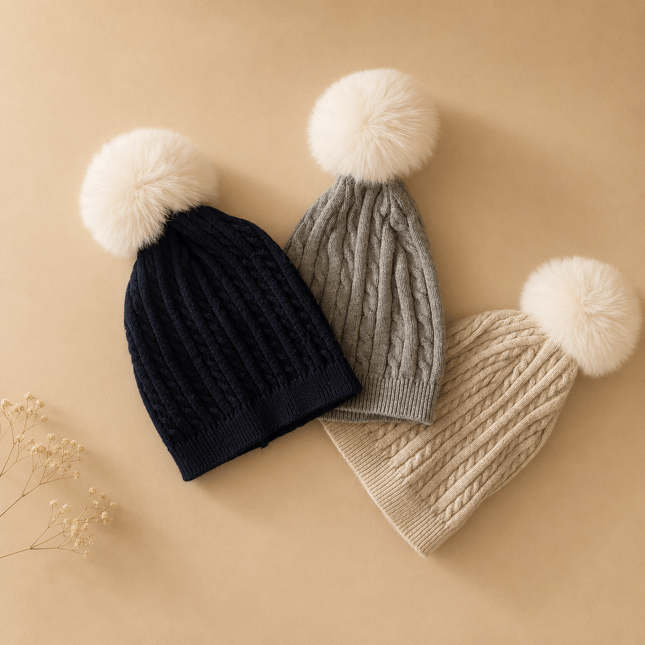 Cotton Knitted Single Pom Beanies/Caps