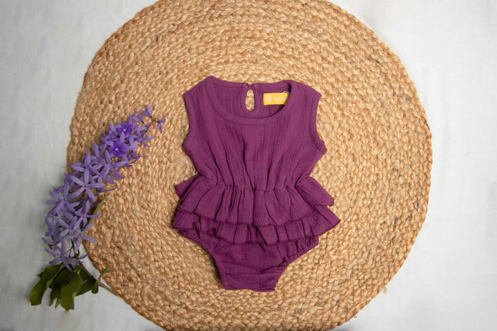 Muslin Cotton Sleeveless Ruffle Romper