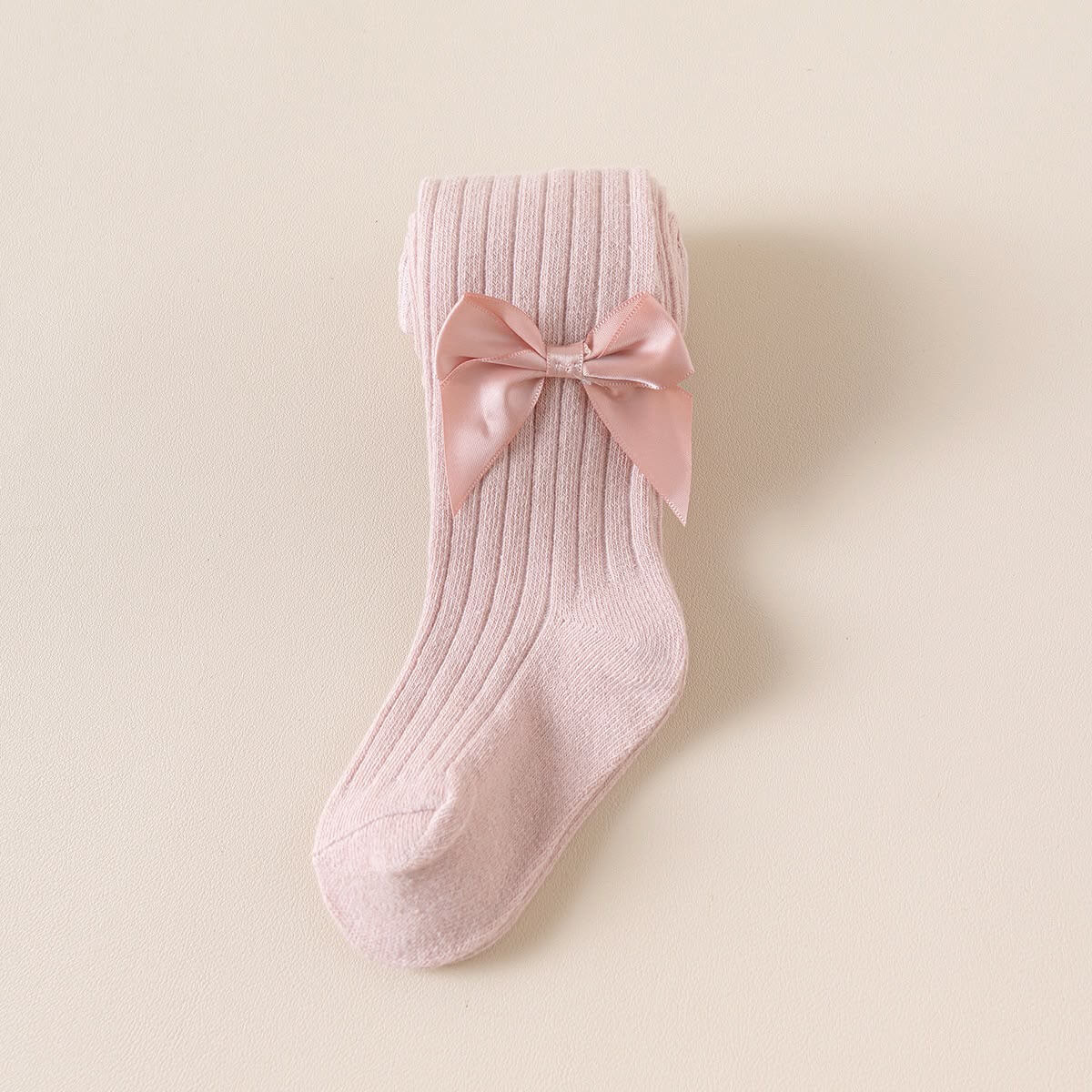 Knitted Cotton Stockings with a Satin Bow