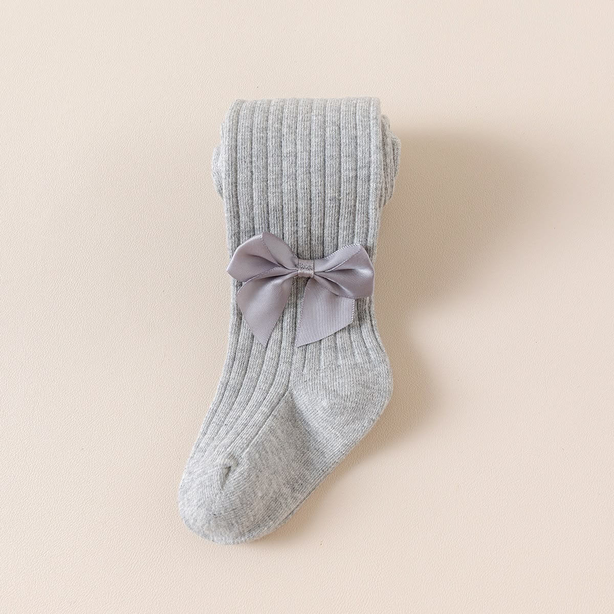 Knitted Cotton Stockings with a Satin Bow