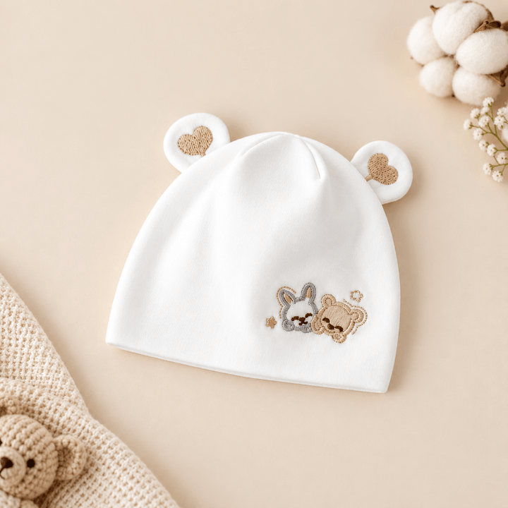 Embroidered Cotton Newborn Cap