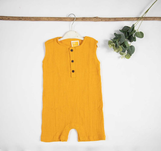 Organic Muslin Cotton Sleeveless Knee Length Baby Boy Rompers