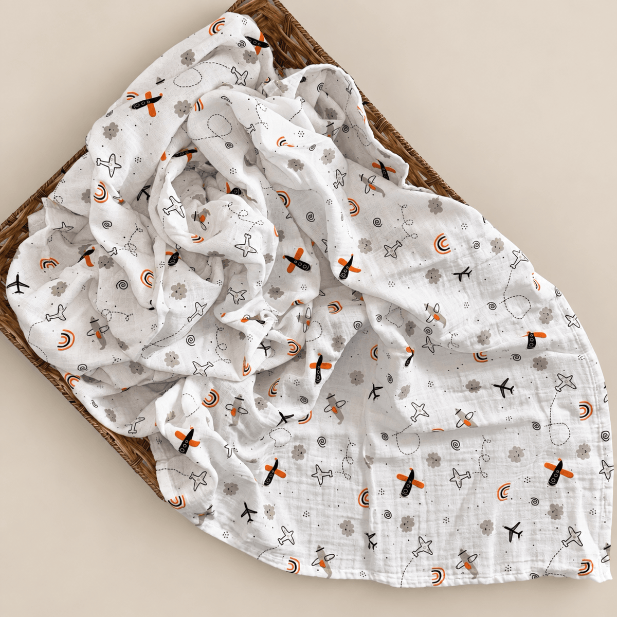 Muslin Cotton Baby Swaddles in 2 layered( 110*110 cms)