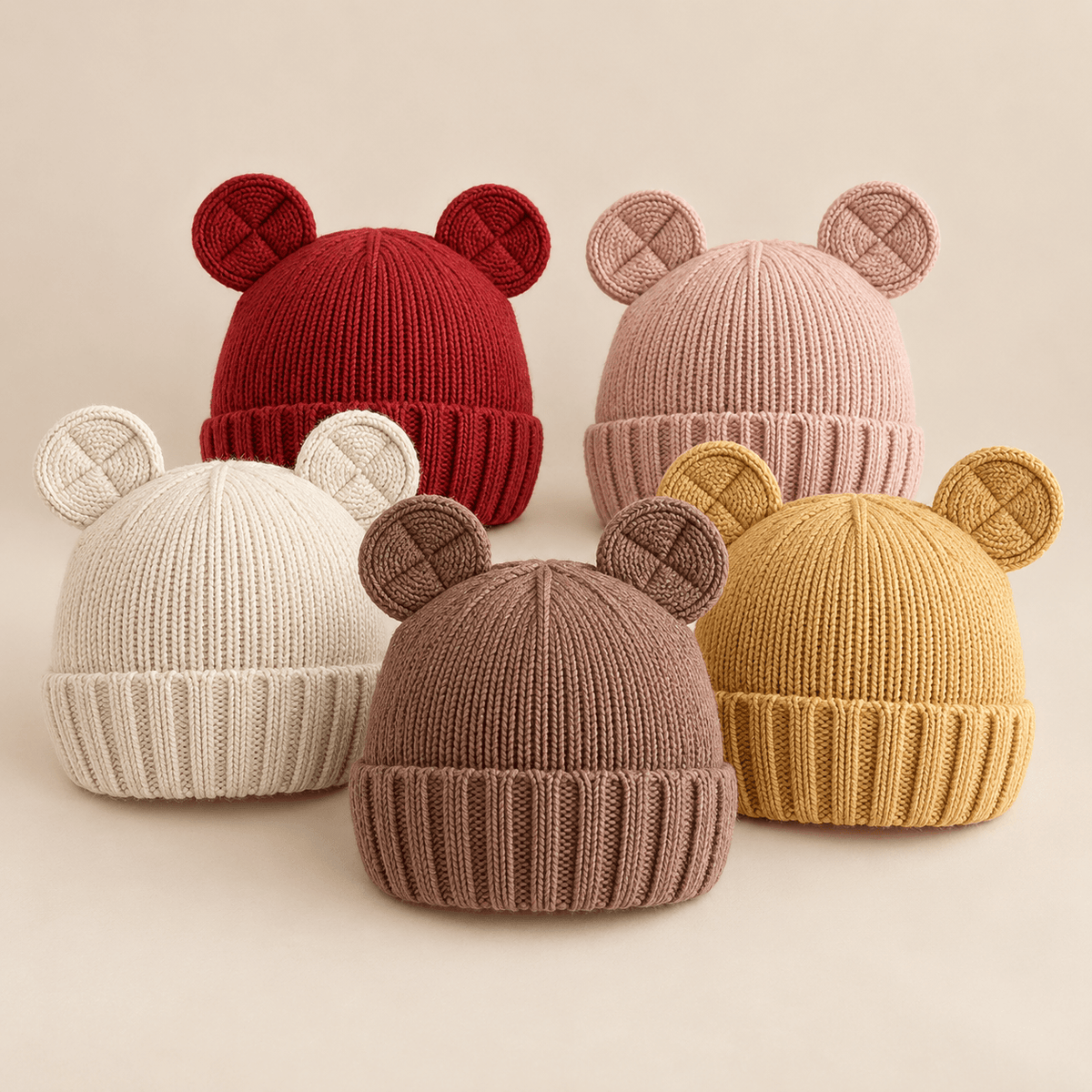 Knitted Baby Bear Ear Beanie | Cute Winter Hat for Babies 6–24M