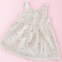 Off White Frock with Pink  Bow