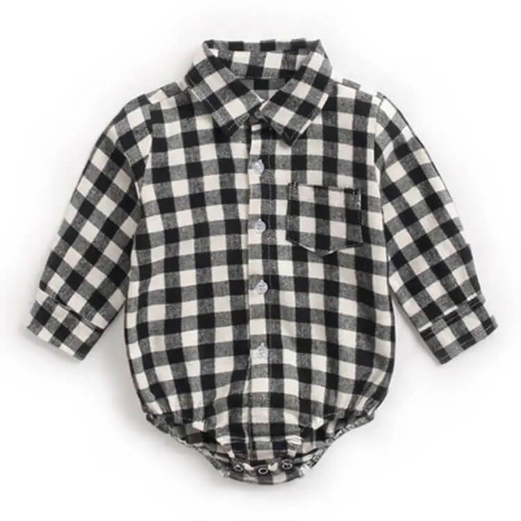 FULL SLEEVED CHECKED BABY BOY SHIRT ROMPER