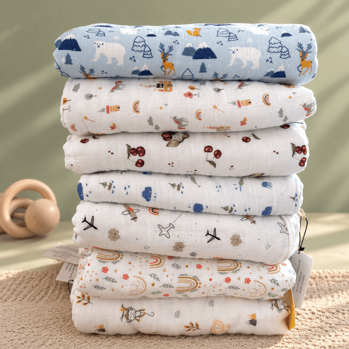 Muslin Cotton Baby Blankets in 6 layered & 8 layered thickness