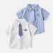 Baby boy’s checked cotton shirt with matching tie – soft breathable casual top, front view