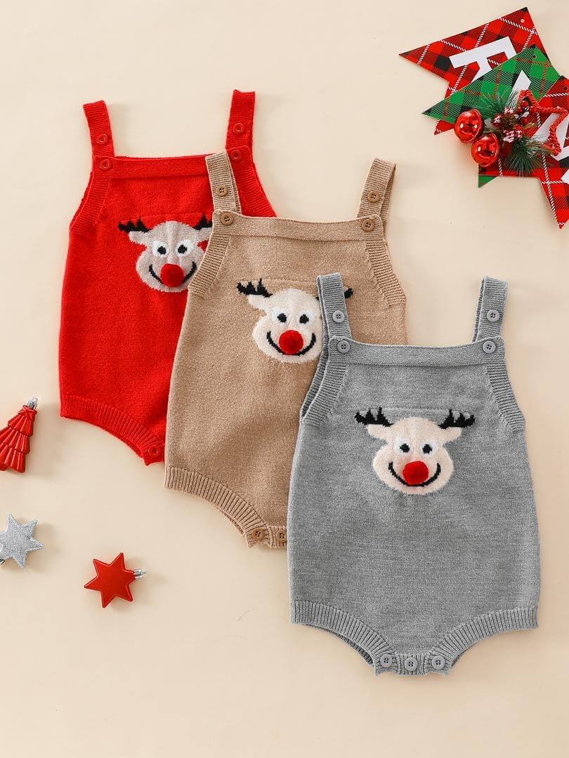 Knitted Elf Romper (Red/ Grey/ White)