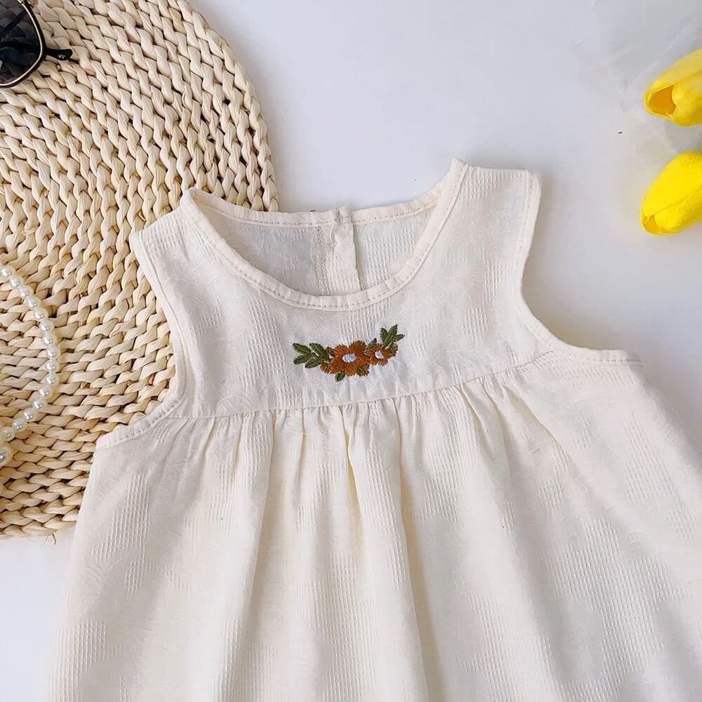 Embroidered Sleeveless Cotton Frocks