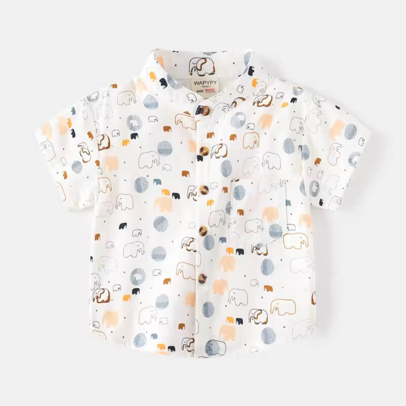 baby boy’s elephant print cotton shirt