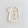 Cream Knitted Romper with Embroidery