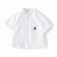Cotton Shirt in White & Blue
