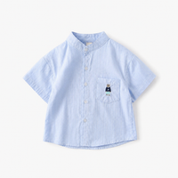 Cotton Shirt in White & Blue