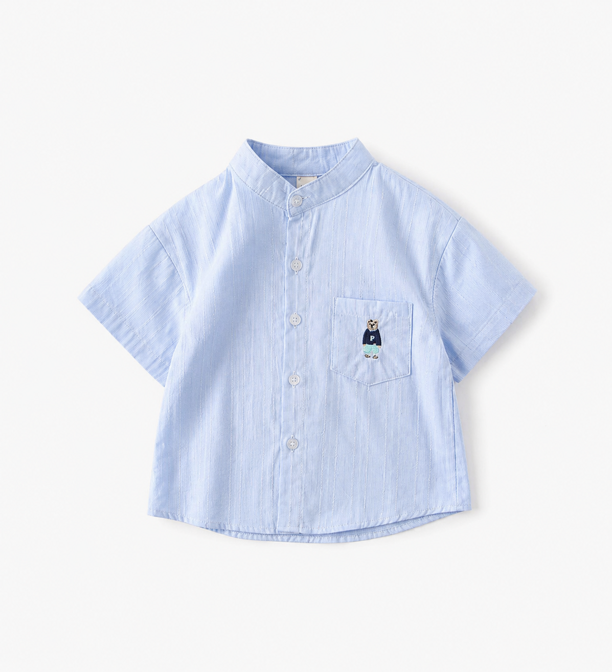 Cotton Shirt in White & Blue