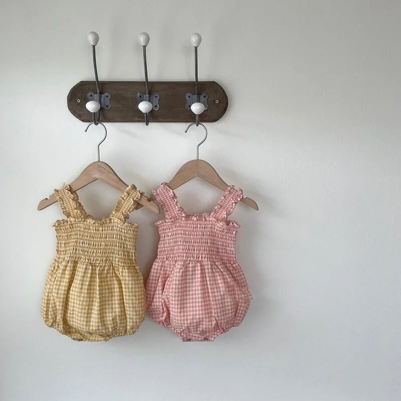 Checked Smocking Romper