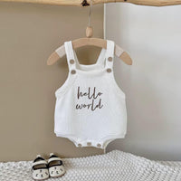 Hello World Newborn Knitted Romper | Cotton Baby Outfit