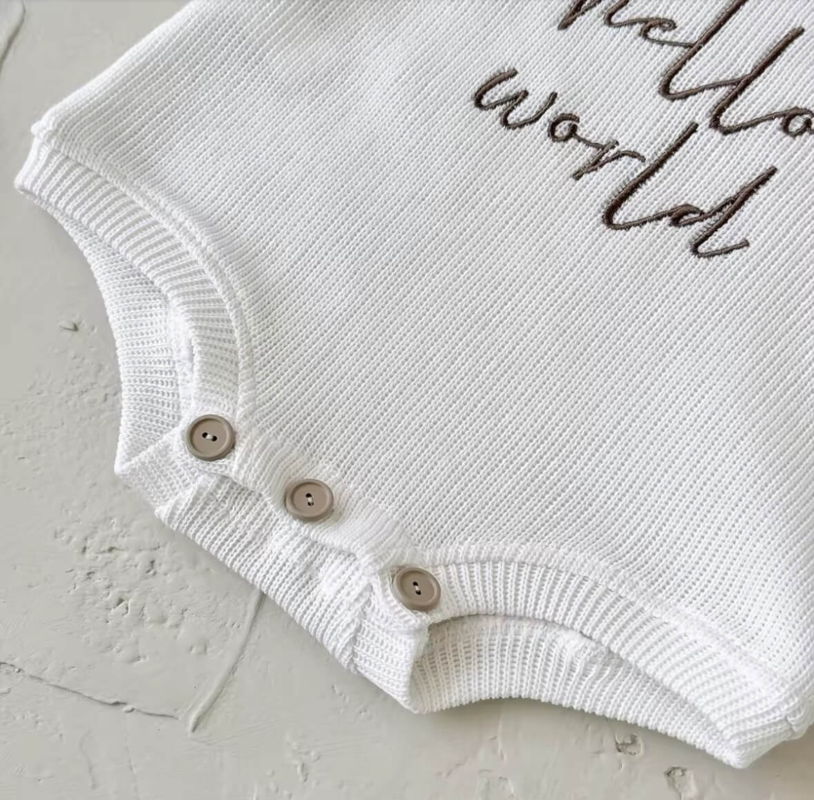 Hello World Newborn Knitted Romper | Cotton Baby Outfit