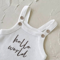 Hello World Newborn Knitted Romper | Cotton Baby Outfit