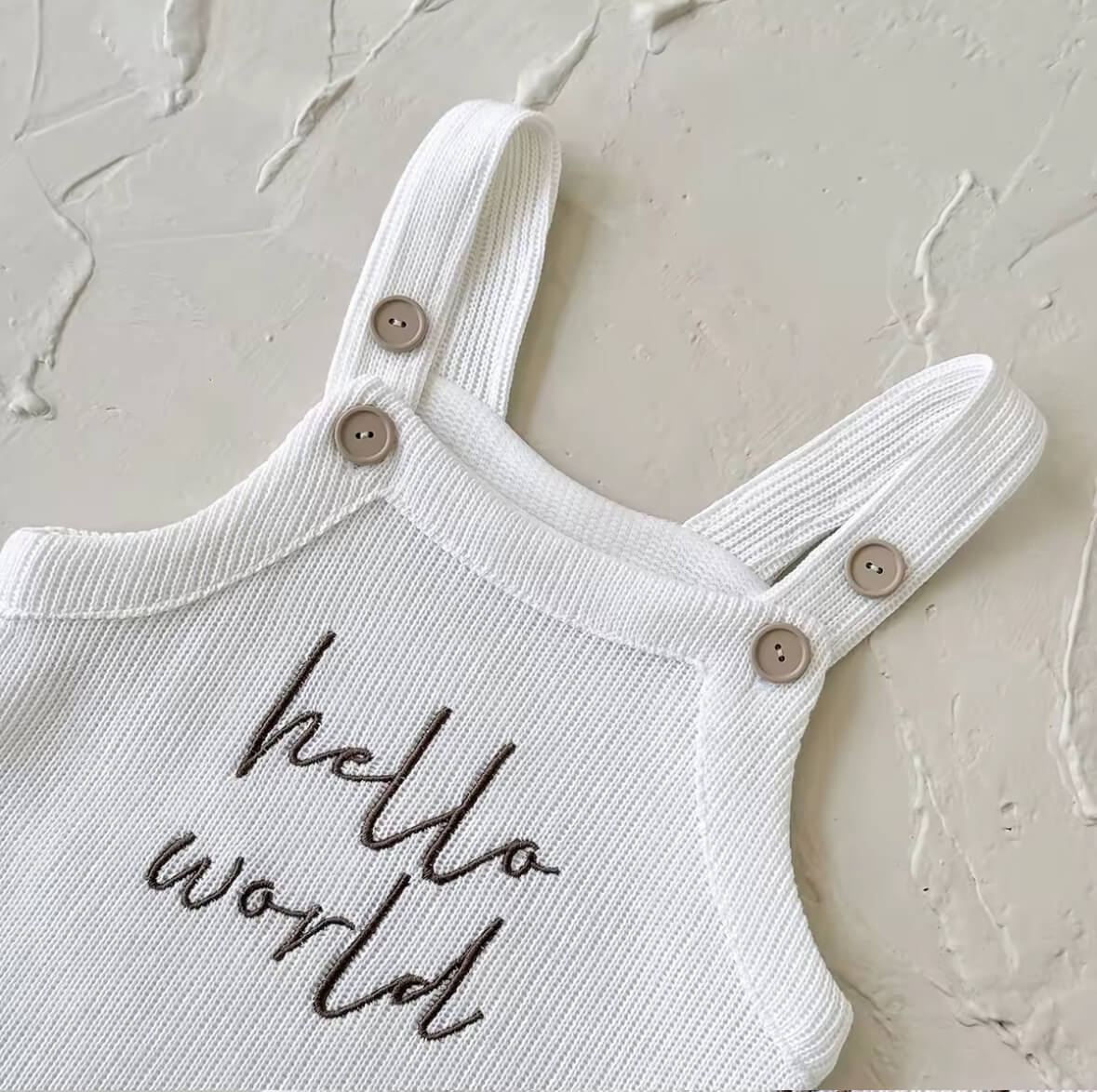 Hello World Newborn Knitted Romper | Cotton Baby Outfit