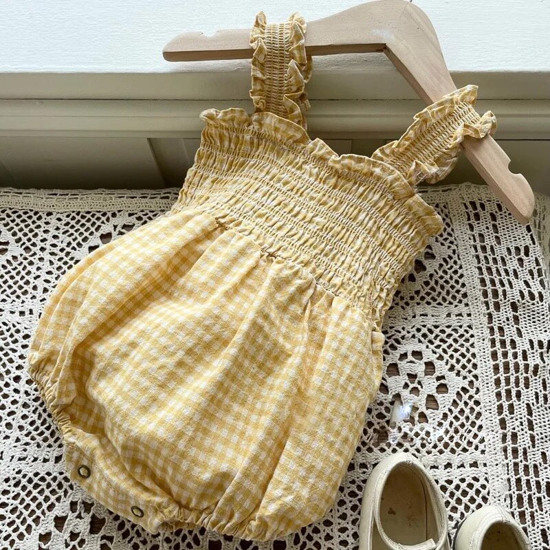 Checked Smocking Romper