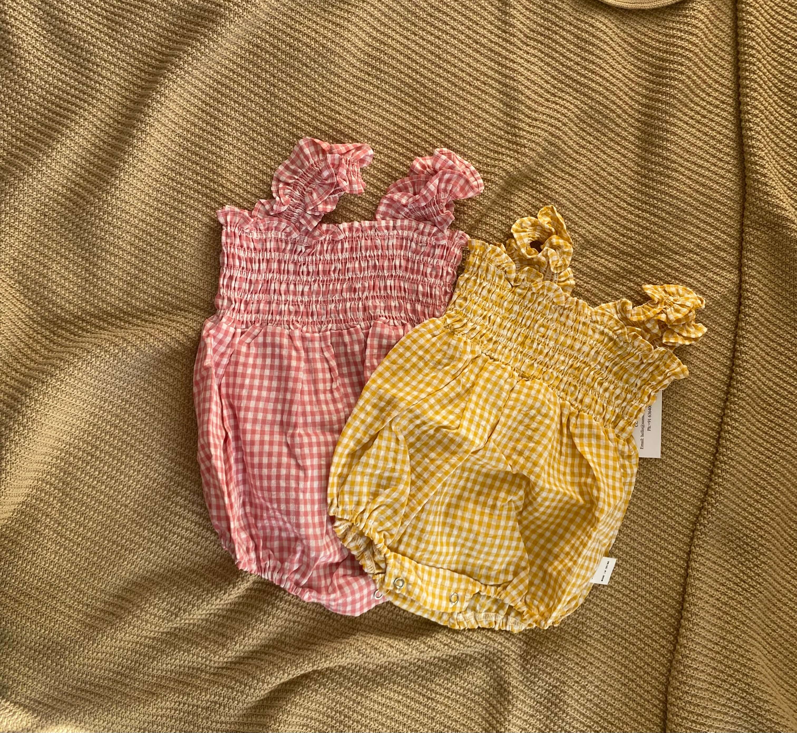 Checked Smocking Romper