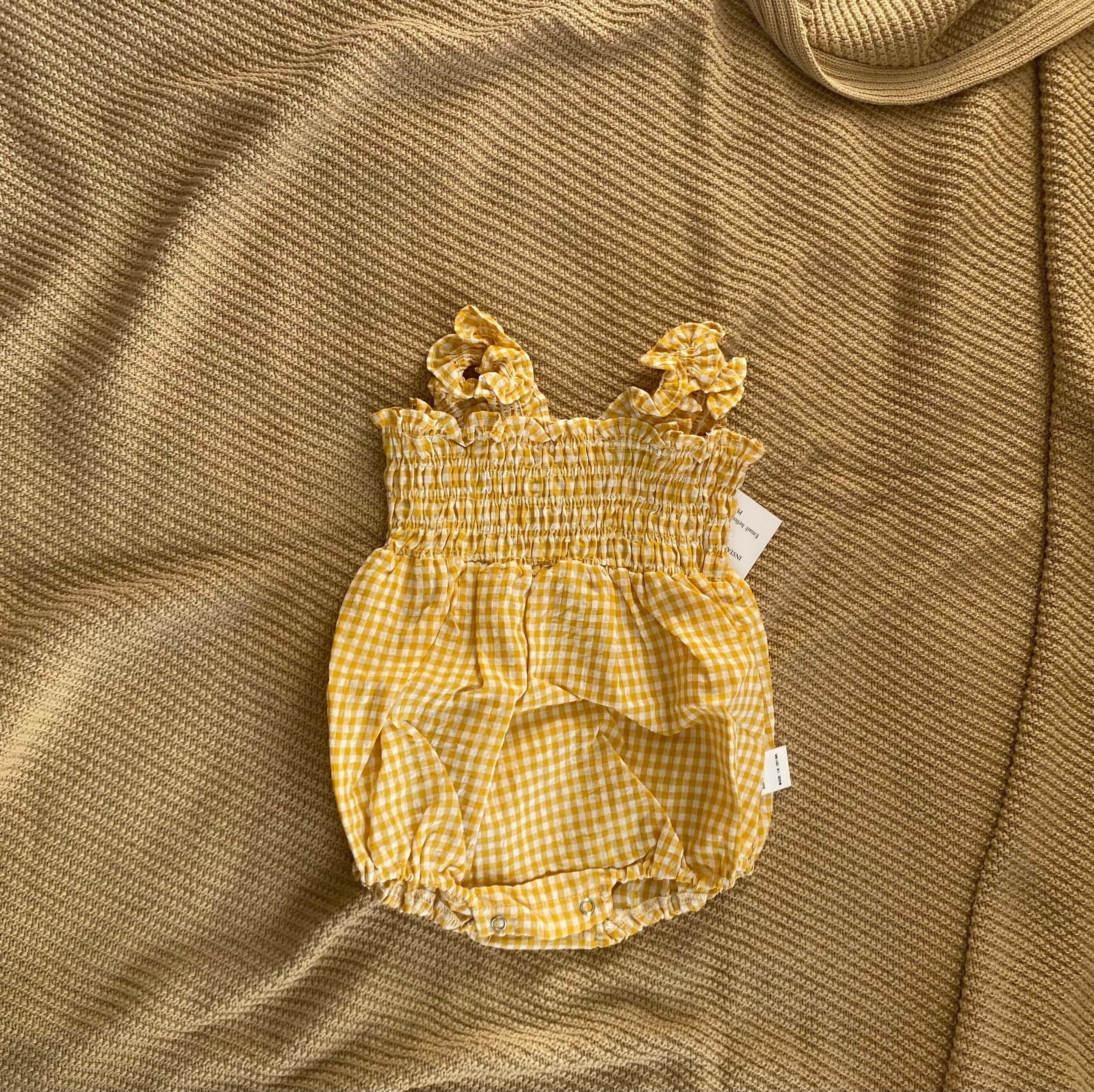 Checked Smocking Romper