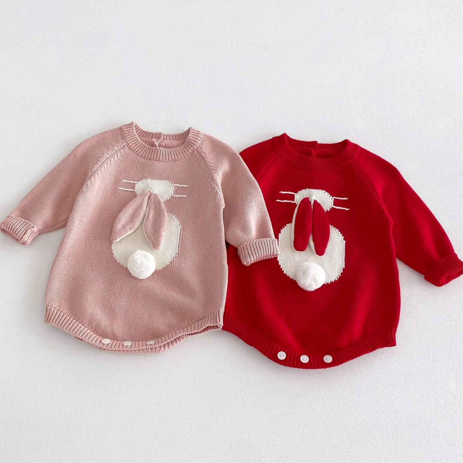 Knitted Cotton Bunny Sweater Rompers – Sunshinebaby Products