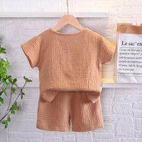 New Muslin Cotton Monochrome Boys shirt & Shorts Set