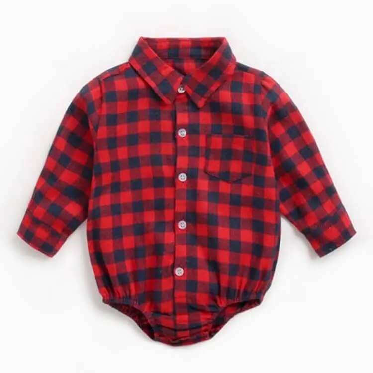 FULL SLEEVED CHECKED BABY BOY SHIRT ROMPER