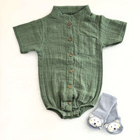 Turtle Collar Baby Boy Shirt Romper