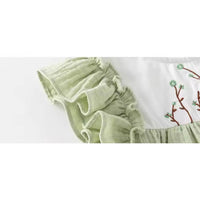 Muslin Cotton baby Girl Romper with hairband in Sage Green