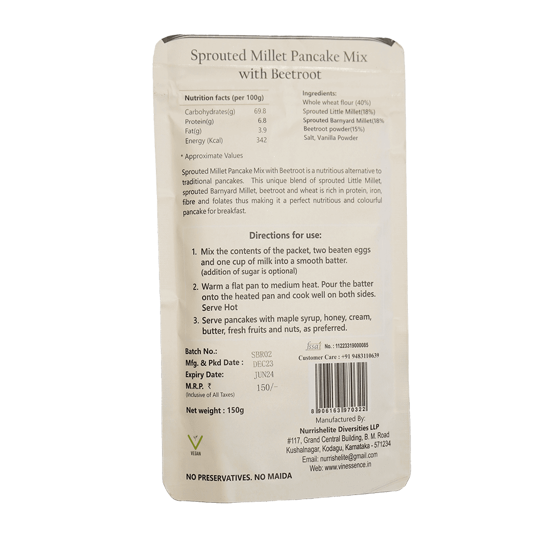 Sprouted Millet Pancake Mix with Beetroot
