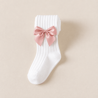 Knitted Cotton Stockings with a Satin Bow