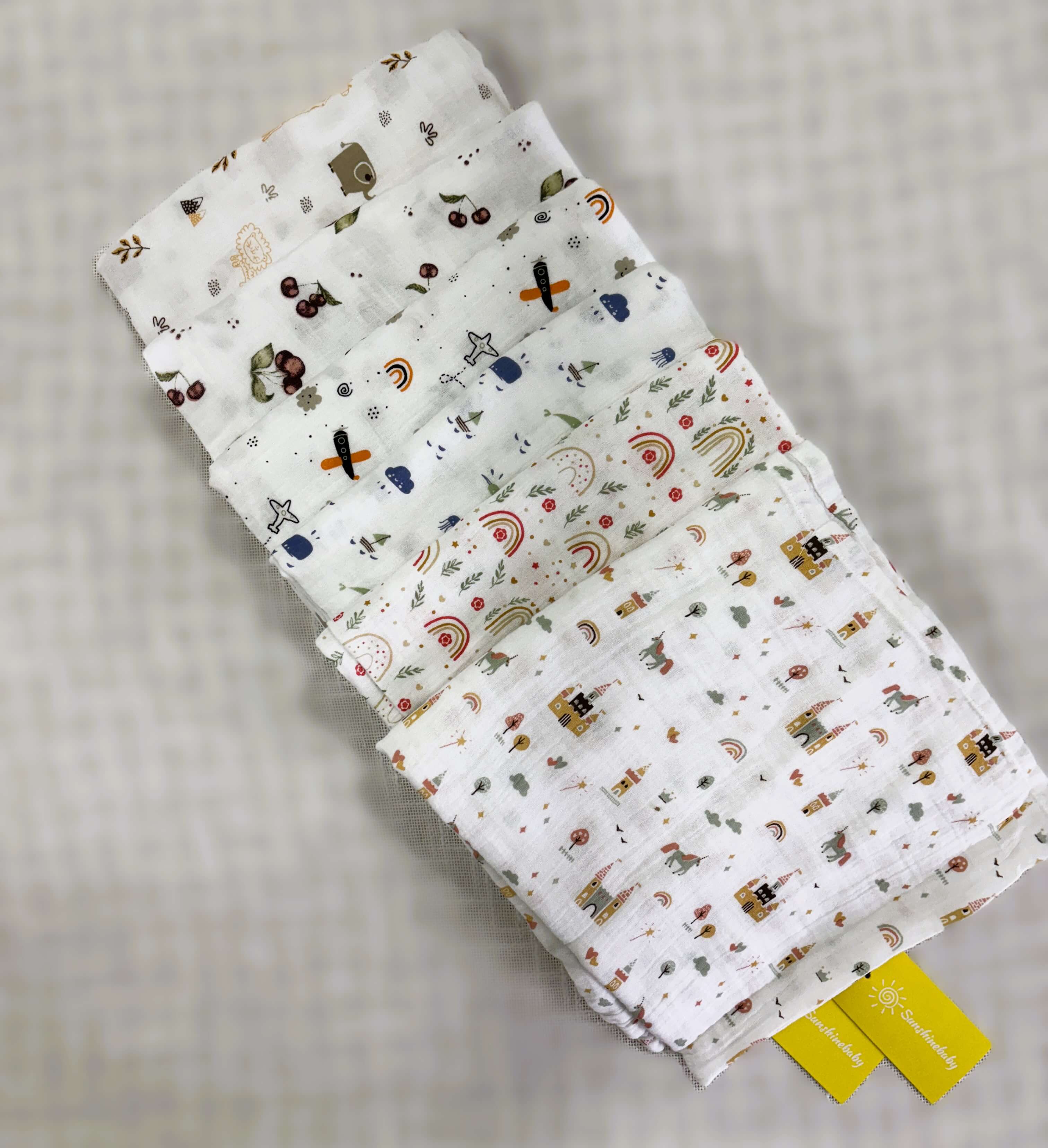 Muslin Cotton Baby Swaddles in 2 layered( 110*110 cms)