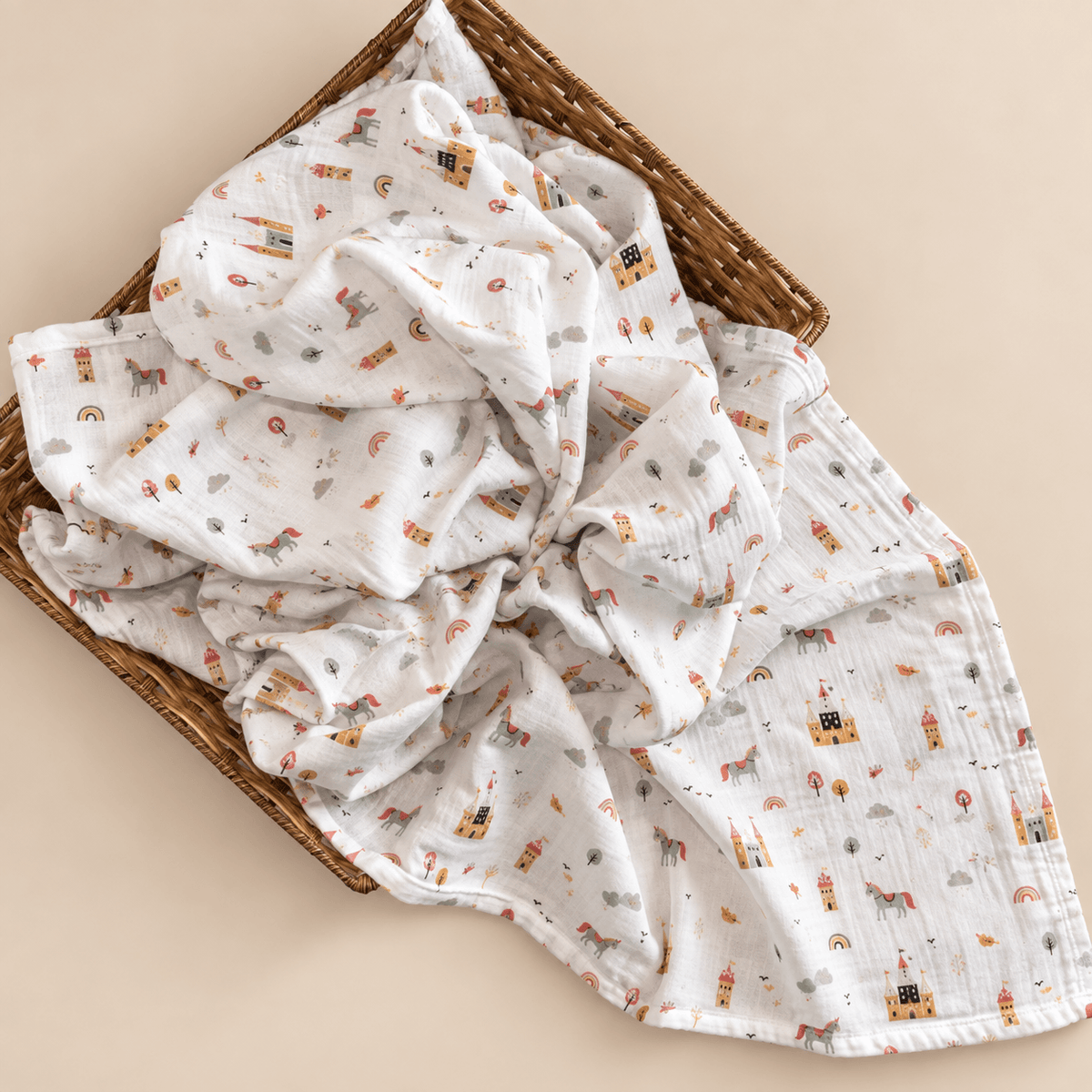 Muslin Cotton Baby Swaddles in 2 layered( 110*110 cms)