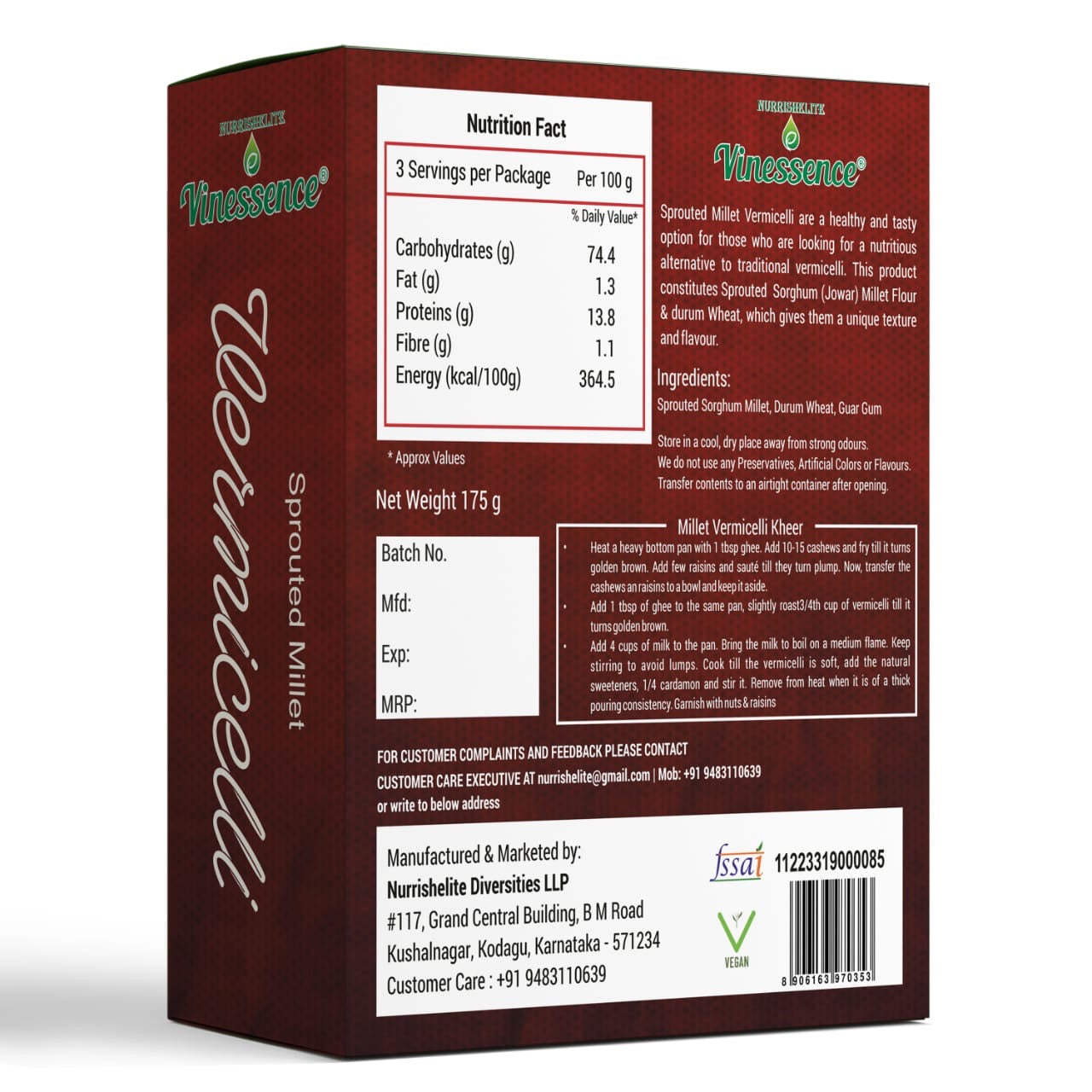 Sprouted Millet vermicelli