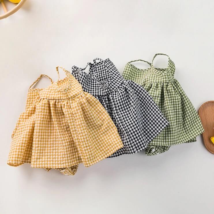 Spaghetti frock Romper in Checks – Sunshinebaby Products