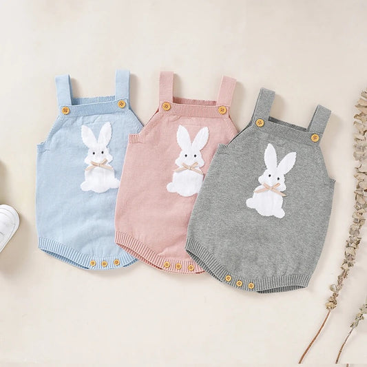 Knitted Bunny Baby Rompers
