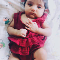 Muslin Cotton Sleeveless Ruffle Romper