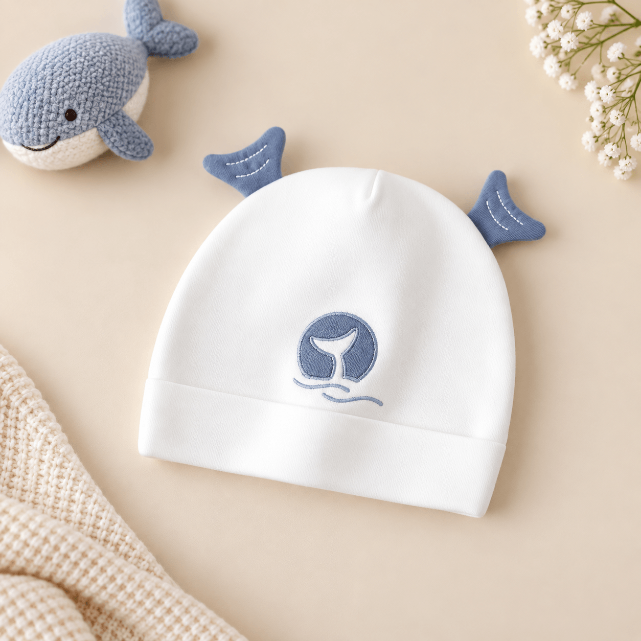 Embroidered Cotton Newborn Cap