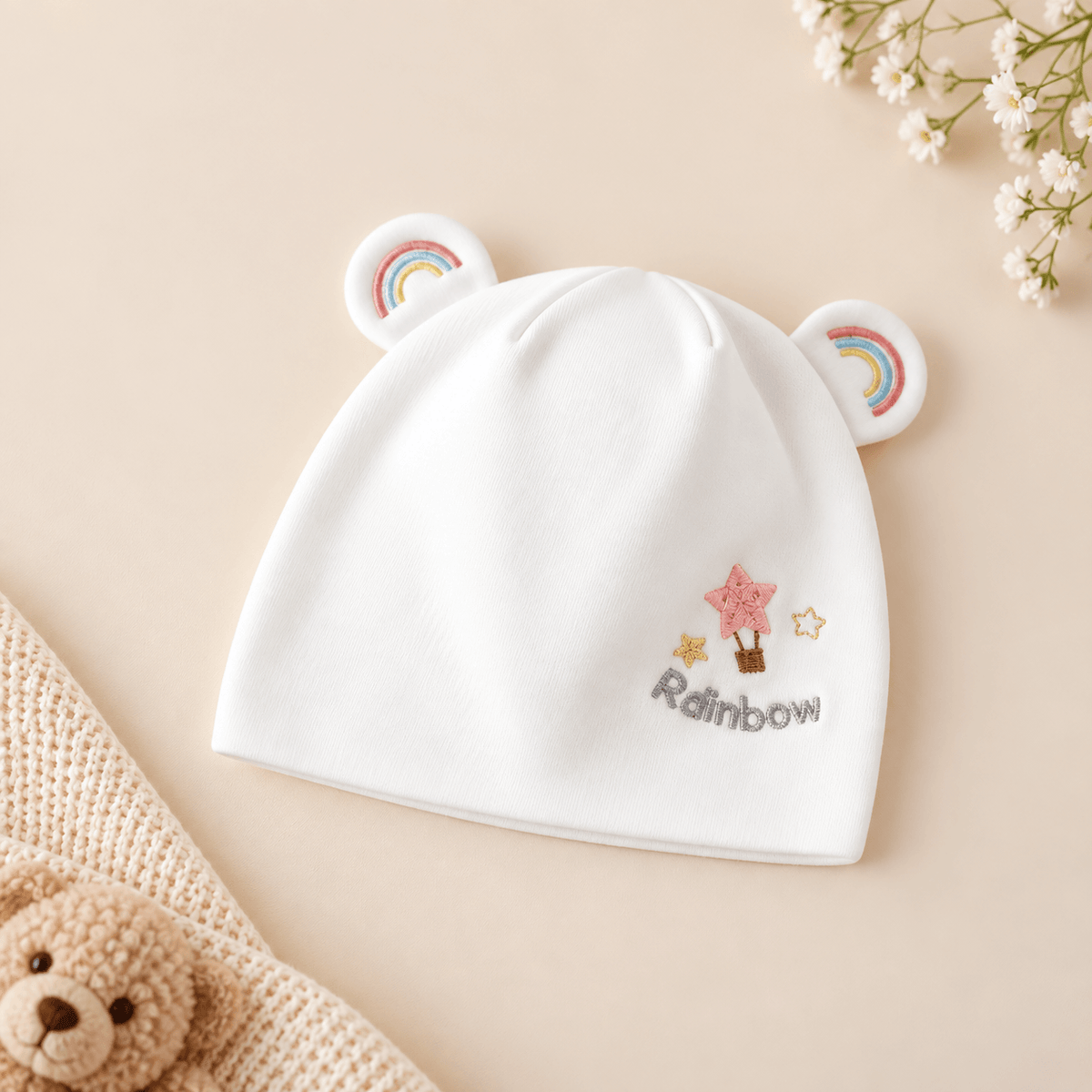 Embroidered Cotton Newborn Cap