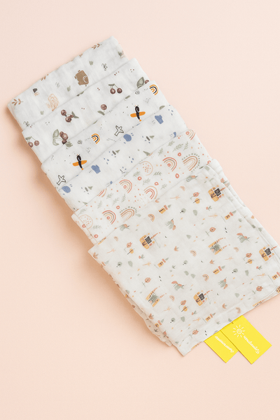 Muslin Cotton Baby Swaddles in 2 layered( 110*110 cms)