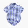 Baby Boy Checked Cotton Shirt Rompers