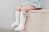 Knee Length Knitted Baby Girl Socks with Satin Bow