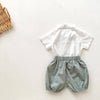 Baby Boy Bloomer Shorts with Linen Shirt and Bow Set