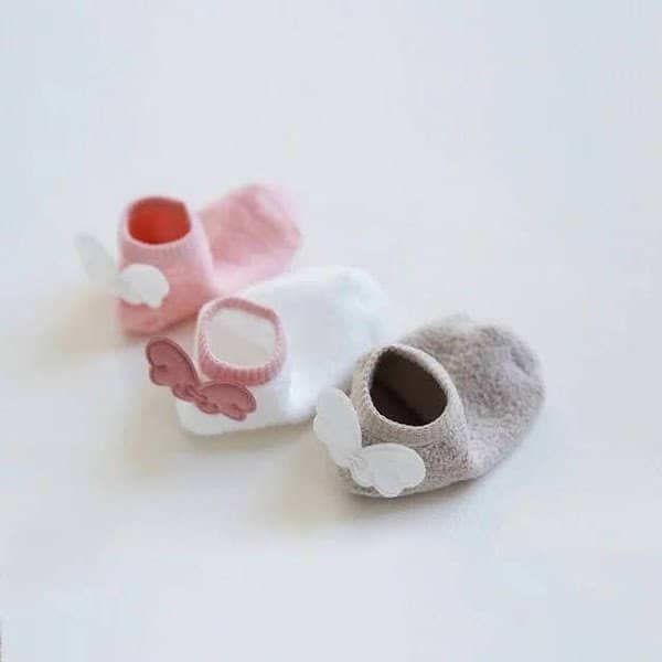Unisex Heel Angel Wings Cotton Baby Socks