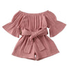 Off Shoulder Muslin Cotton Baby Girl Jumpsuits